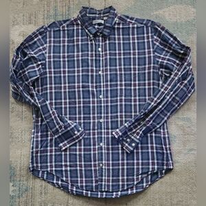 Gustin Plaid Button Down Shirt. Size XXL. Blue/Pinkish Red. Great Condition.